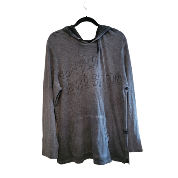 Buffalo David Bitton Other - Grey and Black Buffalo David Bitton Hooded Mens Long Sleeve Shirt